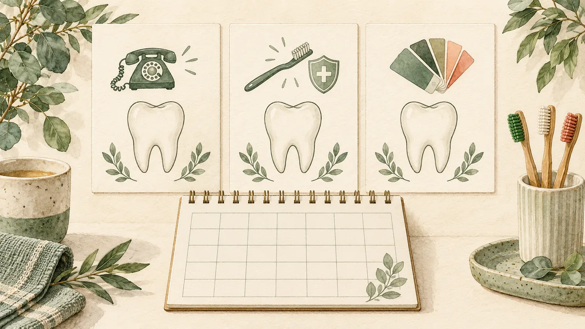 Three blank treatment planning cards beside a calendar