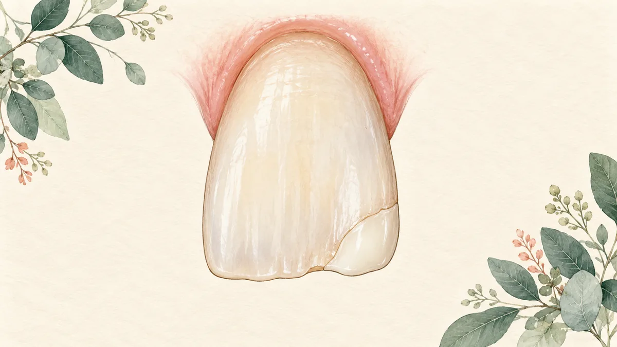 Illustration of composite resin repairing a chipped front tooth edge